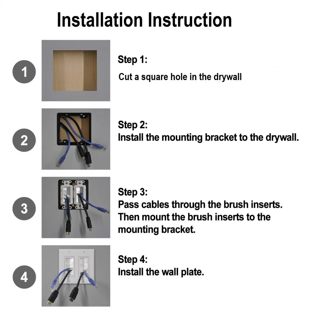 2-Gang Wall Plate Low Voltage Mounting Bracket for Telephone Wires/ Coaxial Cable/HDMI/HDTV Cable/Speaker Wire/Network/Phone Cables