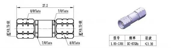 1.85mm Male to 1.85mm Male High-Frequency DC~67GHz High-Precision Microwave Millimeter Wave RF Adapter