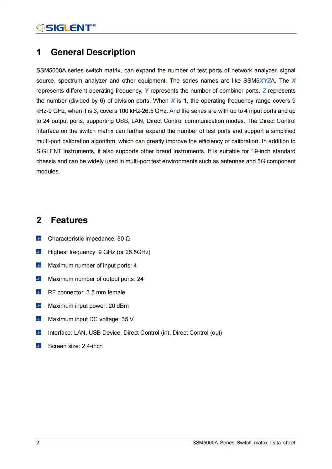 China Siglent Ssm5342A Analysis Multi Port Vector Networks Measure Switch Matrix