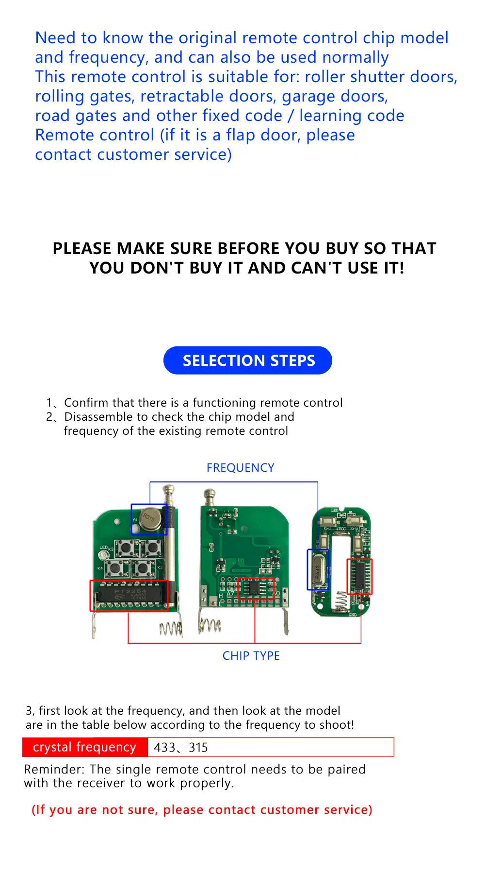 Remote Control RF433 RF315 Remote Control Unit High Power Long Distance12V Sdk Sonoff Switch