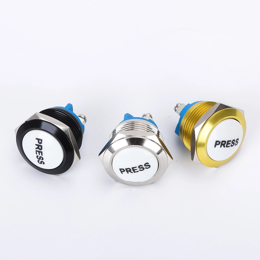 Hot Selling 19mm Mounting Size Mechanical Stainless Steel Housing Push Button Momentary Type Push Button Switch