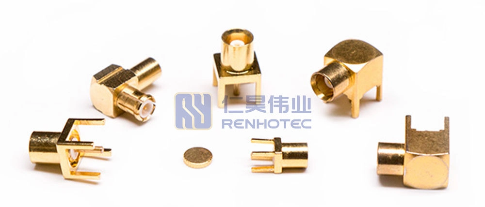 Through Hole Right Angled MCX Connector Female to Coax for PCB Mount