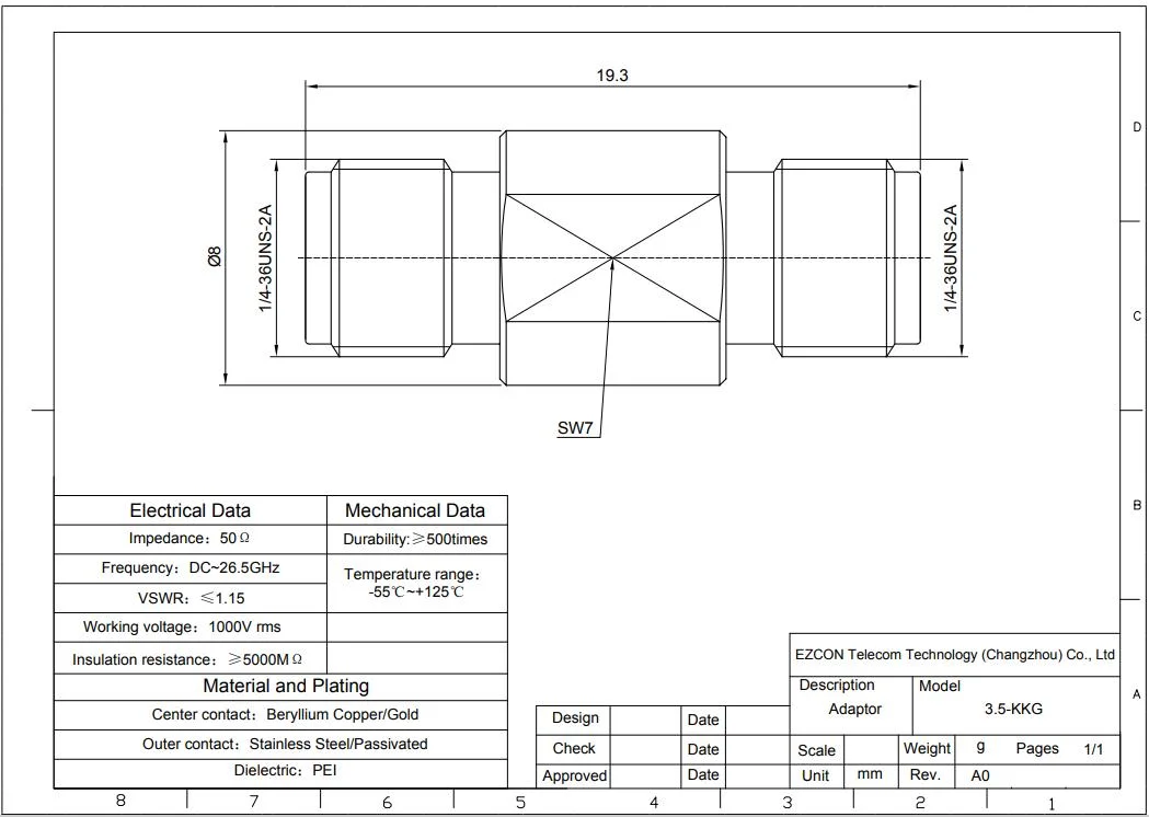 3.5mm Male to 3.5mm Male RF Coaxial Microwave Millimeter Wave Adapters