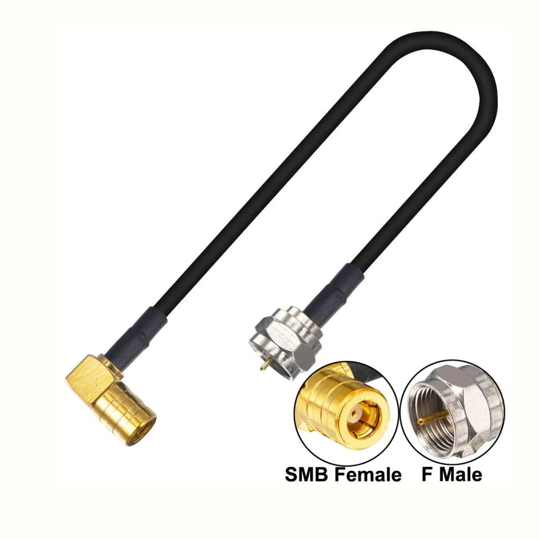 SMB Male to F Female Cable SMB Female 90 Degree to F Male RF Coax Connector Adapter for Sirius Xm Satellite Radio Antenna