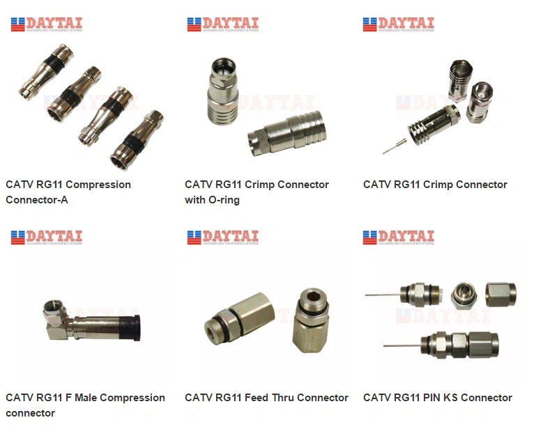 Rg11/F11 CATV F Connector Crimp Connector with O-Ring for Rg11 Coaxial Cable