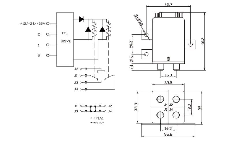 DC-18GHz Without Termination &amp; with Ttl Dpdt Latching &amp; Failsafe Coaxial Switch