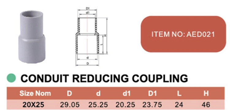 Era High Quality Electrical Piping Systems CE PVC Conduits and Fittings Conduit Reducing Coupling