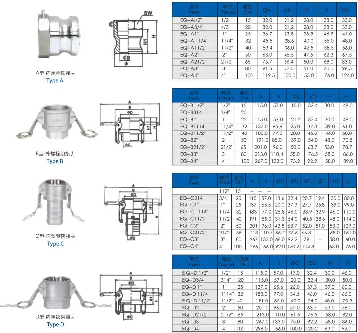 Brass Type C Female Coupler Hose Shank Camlock Fittings Connector with Groove Adapter