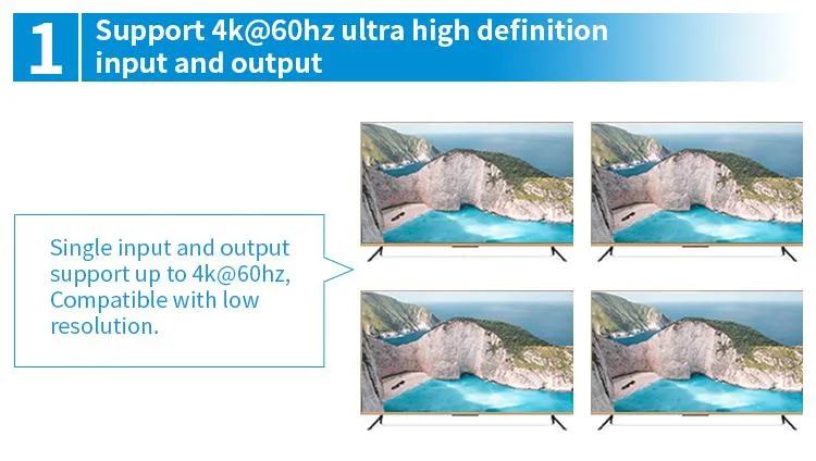 Support Maximum Input 3840X2160@60 4-Input HDMI Matrix 4 in 4 out 4X4 Switch with IR