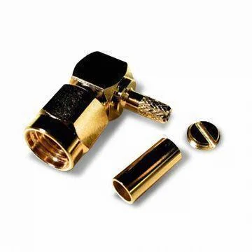 Right Angle Connector with SMA Male Crimp Type and Brass Nickel Shell