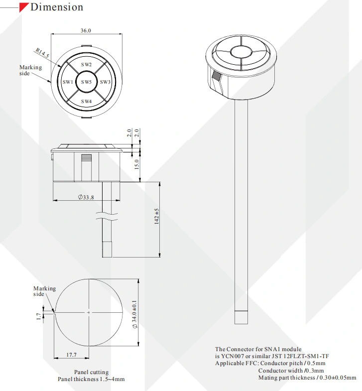 Durable Momentary Sp5t 5 Way Navigation Switch for Auto Parts