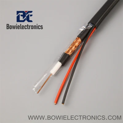 Conector Hybrid Shotgun 2 Core RG6 Rg59 CCTV Video Audio Cable coaxial de seguridad Siamese Rg59+2c con alimentación de CC 0,75 mm2/0,5 mm2 coaxial Combo Multimedia