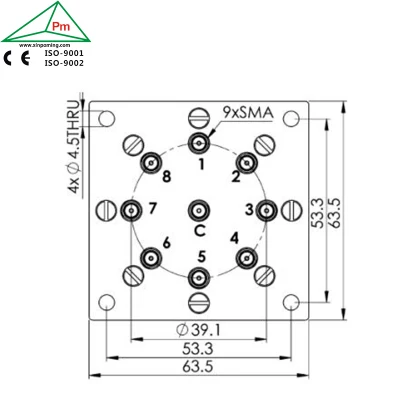 Componentes RF personalizados Electro-Mechanical Sp8t SMA relé coaxial RF no reflectante Cambie a precio de fábrica DC-18GHz