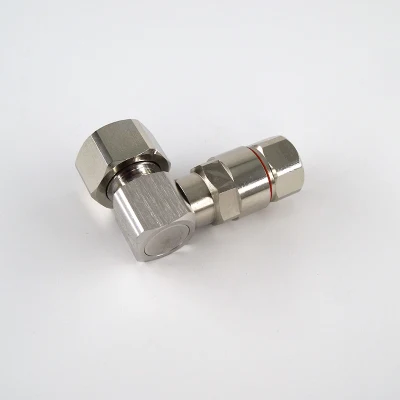 Cable antena coaxial RF impermeable eléctrico 4.3/10 en ángulo recto macho conector de la abrazadera de 1/2&quot; Super Cable Flexible de espuma de protección IP68
