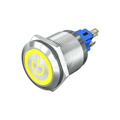 SPDT Acero inoxidable Anti Vandal Shell Equipo Start Stop 22mm Interruptor de botón pulsador con enclavamiento de 2 pines