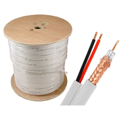 Cable coaxial de comunicación Rg59+2c cable de alimentación 2c cable de cámara para Transmisión de audio/alimentación de la cámara de seguridad