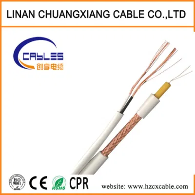  El cable RG6 Statellite grueso cable coaxial RG6 CATV CCTV TV por cable RG58 Cable Rg /59 /RG59 con el Poder blanco RG6 RG-6 2c bobina de Cable Coaxial