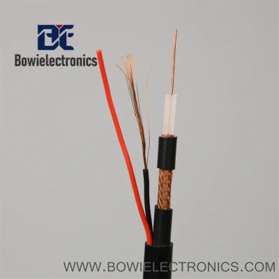 Conector Hybrid Shotgun 2 Core RG6 Rg59 CCTV Video Audio Cable coaxial de seguridad Siamese Rg59+2c con alimentación de CC 0,75 mm2/0,5 mm2 coaxial Combo Multimedia