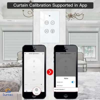 El estándar estadounidense 118 tipo Smart RF WiFi Remote Panel de vidrio de la luz de la cortina del interruptor de contacto