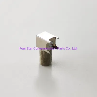 Montaje en PCB de tipo F coaxial RF estanco eléctrico de 90 grados Conector hembra en ángulo recto