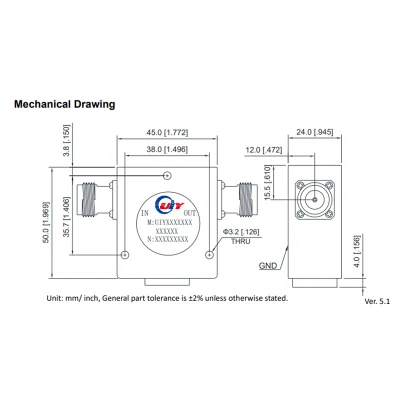 400~512MHz aislador coaxial RF de banda UHF componentes de microondas SMA hembra
