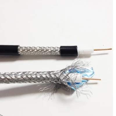 Cable coaxial de comunicación Rg59+2c cable de alimentación 2c cable de cámara para Transmisión de audio/alimentación de la cámara de seguridad