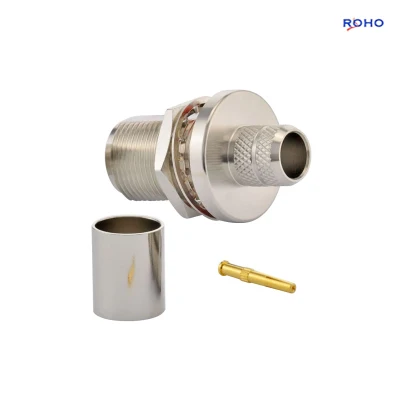 Conector hembra de crimpado pasante tipo N 75ohm resistente al agua para RG11 Cable