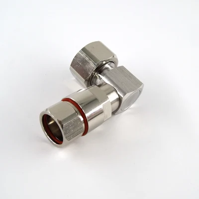 Cable antena coaxial RF impermeable eléctrico 4.3/10 en ángulo recto macho conector de la abrazadera de 1/2&quot; Super Cable Flexible de espuma de protección IP68