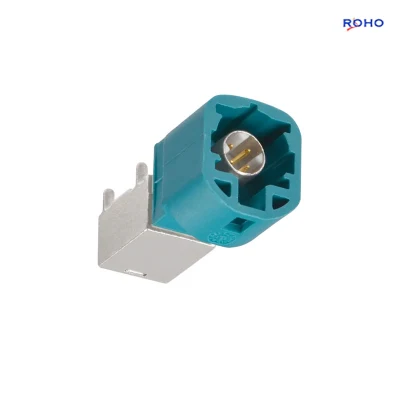 Conector macho de 4 pines HSD Fakra Z para PCB en ángulo recto Montaje del conector coaxial para coche HSD RF