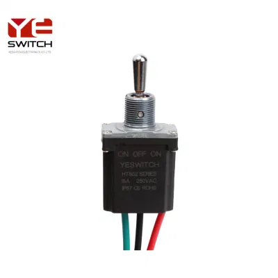 DPDT monopolar/bipolar 15A 28VDC estanco IP68 serie Ht802 Interruptor de palanca encendido-encendido/encendido-apagado-encendido bloqueo momentáneo para conmutación de automoción y aeroespacial Interruptor