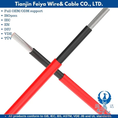 PV H1z2z2 Control de cobre aislado recubierto de PVC sólido flexible Cable eléctrico eléctrico de cable solar de soldadura plana coaxial redonda plana