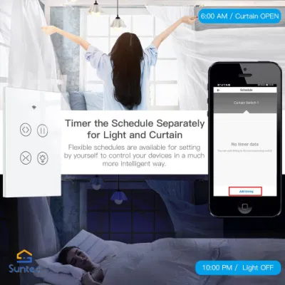 El estándar estadounidense 118 tipo Smart RF WiFi Remote Panel de vidrio de la luz de la cortina del interruptor de contacto