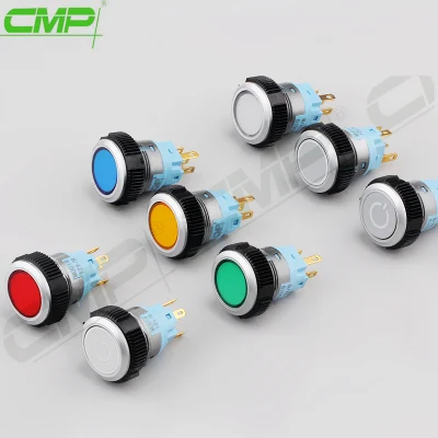 Spdt de 19mm 1n1nc interruptor pulsador de plástico con luz indicadora