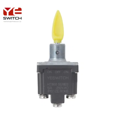 DPDT monopolar/bipolar 15A 28VDC estanco IP68 serie Ht802 Interruptor de palanca encendido-encendido/encendido-apagado-encendido bloqueo momentáneo para conmutación de automoción y aeroespacial Interruptor