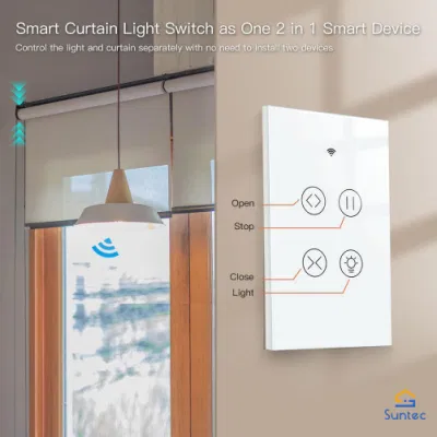 El estándar estadounidense 118 tipo Smart RF WiFi Remote Panel de vidrio de la luz de la cortina del interruptor de contacto