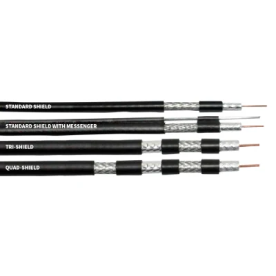 Cable coaxial CATV Triple-Shield RG6 Rg59 con funda Messenger LSZH 100m por carrete
