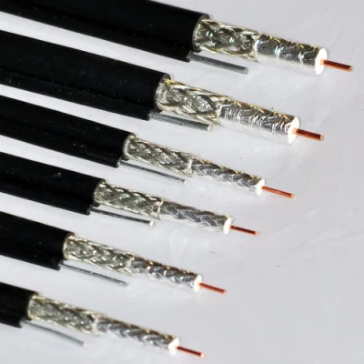 Cable coaxial CATV Triple-Shield RG6 Rg59 con funda Messenger LSZH 100m por carrete