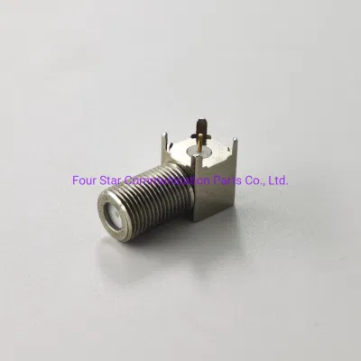 Montaje en PCB de tipo F coaxial RF estanco eléctrico de 90 grados Conector hembra en ángulo recto