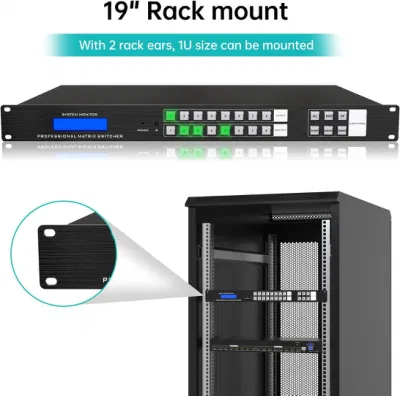 Conmutador de matriz HDMI 4K personalizado 8X8, conmutador y divisor de montaje en bastidor 4K@30Hz con puerto LAN RS232 retroiluminado y EDID, chip Us Adi incorporado (8 de entrada 8 de salida)