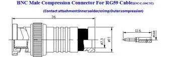 75ohm adaptador de conector coaxial RF de compresión de conector macho BNC para RG59 cable fábrica de bajo precio