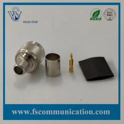 Conector coaxial RF de crimpado macho tipo N para cable RG11 Con anillo de goma