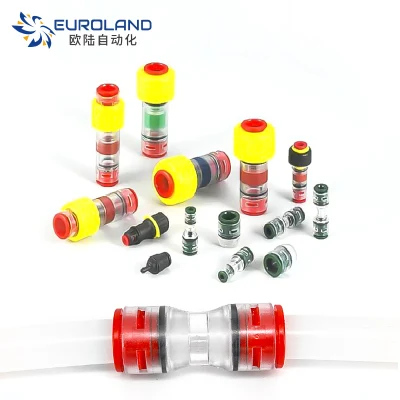 De Fibra Óptica de cuerpo transparente 4mm de diámetro exterior del acoplador del conducto de Micro, el plástico del conector del conducto de aire