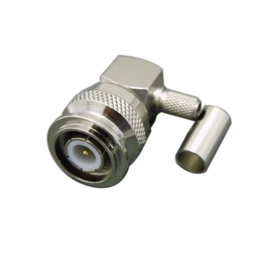  Conector macho de crimpado en ángulo recto TNC coaxial RF para RG142 Cable
