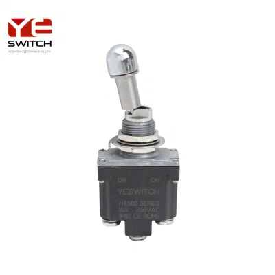 DPDT monopolar/bipolar 15A 28VDC estanco IP68 serie Ht802 Interruptor de palanca encendido-encendido/encendido-apagado-encendido bloqueo momentáneo para conmutación de automoción y aeroespacial Interruptor