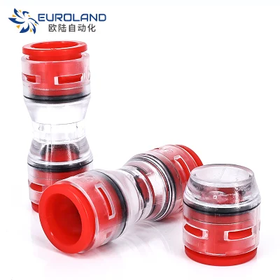 De Fibra Óptica de cuerpo transparente 4mm de diámetro exterior del acoplador del conducto de Micro, el plástico del conector del conducto de aire