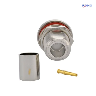 Conector hembra de crimpado pasante tipo N 75ohm resistente al agua para RG11 Cable