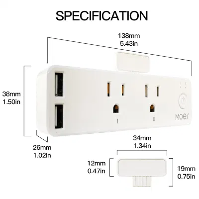 Enchufe de enchufe eléctrico cable de alimentación Smart Plug Us extensión estándar Conector hembra