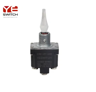 DPDT monopolar/bipolar 15A 28VDC estanco IP68 serie Ht802 Interruptor de palanca encendido-encendido/encendido-apagado-encendido bloqueo momentáneo para conmutación de automoción y aeroespacial Interruptor