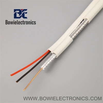 Conector Hybrid Shotgun 2 Core RG6 Rg59 CCTV Video Audio Cable coaxial de seguridad Siamese Rg59+2c con alimentación de CC 0,75 mm2/0,5 mm2 coaxial Combo Multimedia