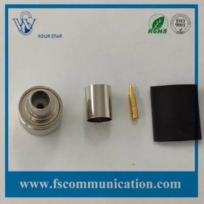 Conector coaxial RF de crimpado macho tipo N para cable RG11 Con anillo de goma